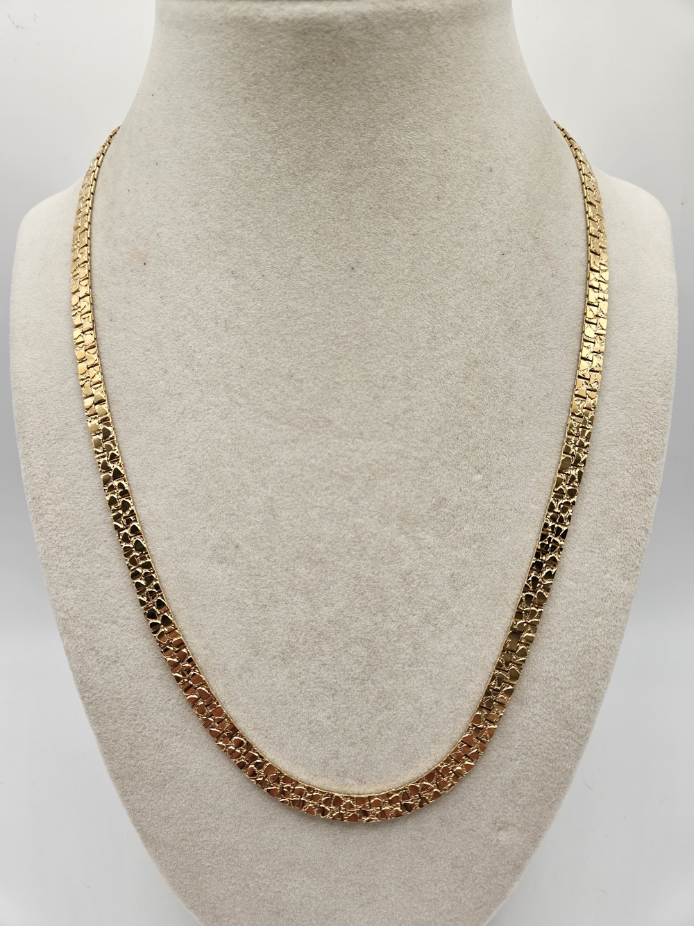 VINTAGE DM Gold Tone Nugget Textured Chain Unisex 20" Necklace Signed